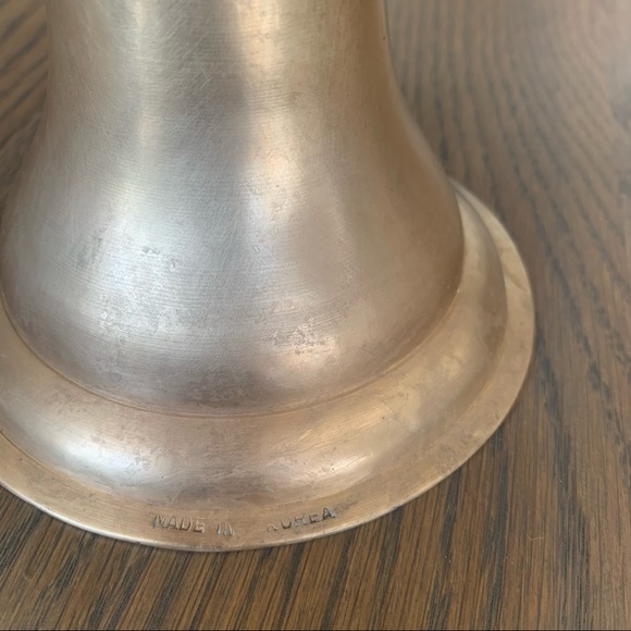 Vintage Footed Etched Brass Altar Dish Bowl Pedestal Asian Engraving - Picture 5 of 5